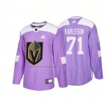 Camiseta Hockey Vegas Golden Knights William Karlsson Autentico 2018 Fights Cancer Violeta