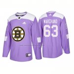 Camiseta Hockey Boston Bruins Brad Marchand Autentico 2018 Fights Cancer Violeta