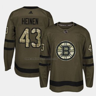 Camiseta Hockey Boston Bruins Danton Heinen 2018 Salute To Service Verde Militar