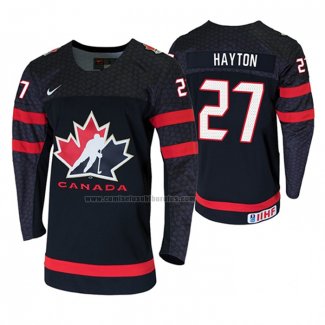 Camiseta Hockey Canada Barrett Hayton 2020 IIHF World Junior Championship Negro