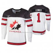 Camiseta Hockey Canada Tristan Lennox 2019 Hlinka Gretzky Cup Blanco