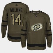 Camiseta Hockey Carolina Hurricanes Justin Williams 2018 Salute To Service Verde Militar