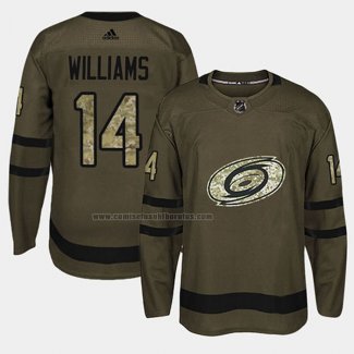 Camiseta Hockey Carolina Hurricanes Justin Williams 2018 Salute To Service Verde Militar