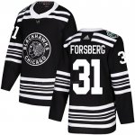 Camiseta Hockey Chicago Blackhawks Anton Forsberg Autentico 2019 Winter Classic Negro