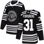 Camiseta Hockey Chicago Blackhawks Anton Forsberg Autentico 2019 Winter Classic Negro