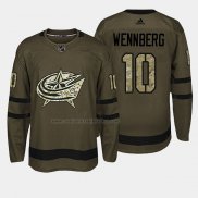 Camiseta Hockey Columbus Blue Jackets Alexander Wennberg 2018 Salute To Service Verde Militar