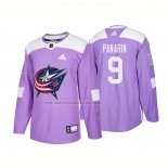 Camiseta Hockey Columbus Blue Jackets Artemi Panarin Autentico 2018 Fights Cancer Violeta
