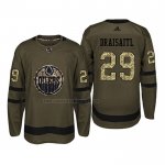 Camiseta Hockey Edmonton Oilers Leon Draisaitl 2018 Salute To Service Verde Militar