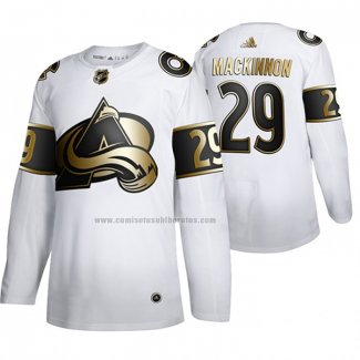 Camiseta Hockey Golden Edition Colorado Avalanche Nathan Mackinnon Limited Blanco