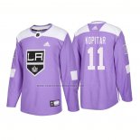 Camiseta Hockey Los Angeles Kings Anze Kopitar Autentico 2018 Fights Cancer Violeta