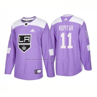 Camiseta Hockey Los Angeles Kings Anze Kopitar Autentico 2018 Fights Cancer Violeta