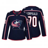 Camiseta Hockey Mujer Columbus Blue Jackets Joonas Korpisalo Autentico Jugador Azul