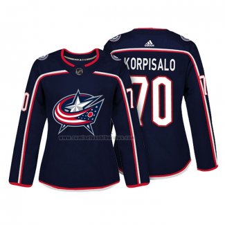 Camiseta Hockey Mujer Columbus Blue Jackets Joonas Korpisalo Autentico Jugador Azul