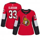Camiseta Hockey Mujer Ottawa Senators Fredrik Claesson Autentico Jugador Rojo
