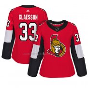 Camiseta Hockey Mujer Ottawa Senators Fredrik Claesson Autentico Jugador Rojo