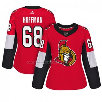 Camiseta Hockey Mujer Ottawa Senators Mike Hoffman Autentico Jugador Rojo