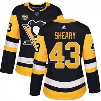 Camiseta Hockey Mujer Pittsburgh Penguins Conor Sheary 50 Anniversary Primera Premier Negro