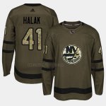 Camiseta Hockey New York Islanders Jaroslav Halak 2018 Salute To Service Verde Militar