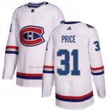 Camiseta Hockey Nino Montreal Canadiens Carey Price Autentico 2017 100 Classic Blanco