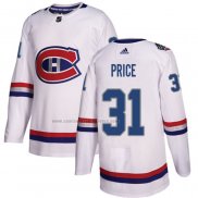 Camiseta Hockey Nino Montreal Canadiens Carey Price Autentico 2017 100 Classic Blanco