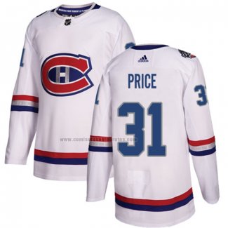 Camiseta Hockey Nino Montreal Canadiens Carey Price Autentico 2017 100 Classic Blanco