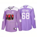 Camiseta Hockey Ottawa Senators Mike Hoffman Autentico 2018 Fights Cancer Violeta