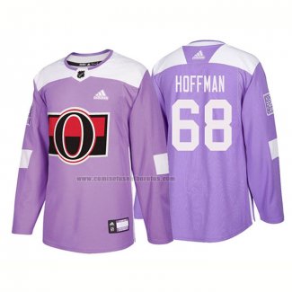 Camiseta Hockey Ottawa Senators Mike Hoffman Autentico 2018 Fights Cancer Violeta