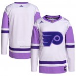 Camiseta Hockey Philadelphia Flyers Blank Practice Autentico 2018 Fights Cancer Blanco Violeta