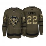 Camiseta Hockey Pittsburgh Penguins Matt Hunwick 2018 Salute To Service Verde Militar