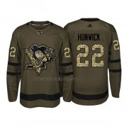 Camiseta Hockey Pittsburgh Penguins Matt Hunwick 2018 Salute To Service Verde Militar