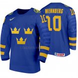 Camiseta Hockey Suecia Alexander Wennberg Segunda 2020 IIHF World Junior Championships Azul
