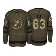 Camiseta Hockey Tampa Bay Lightning Matthew Peca 2018 Salute To Service Verde Militar