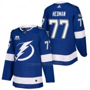Camiseta Hockey Tampa Bay Lightning Victor Hedman Autentico Primera 2018 Azul