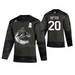 Camiseta Hockey Vancouver Canucks Brandon Sutter 2019 Veterans Day Camuflaje