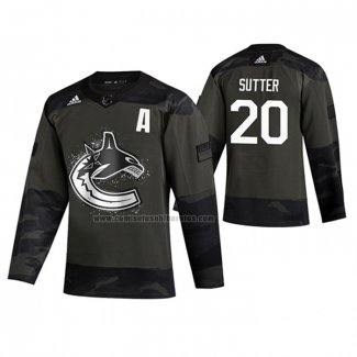 Camiseta Hockey Vancouver Canucks Brandon Sutter 2019 Veterans Day Camuflaje