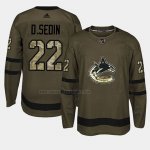 Camiseta Hockey Vancouver Canucks Daniel Sedin 2018 Salute To Service Verde Militar