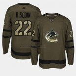 Camiseta Hockey Vancouver Canucks Daniel Sedin 2018 Salute To Service Verde Militar
