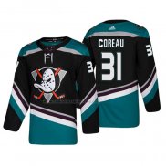 Camiseta Hockey Anaheim Ducks Jared Coreau Alterno 25th Aniversario Third Autentico Negro