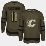 Camiseta Hockey Calgary Flames Mikael Backlund 2018 Salute To Service Verde Militar