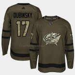 Camiseta Hockey Columbus Blue Jackets Brandon Dubinsky 2018 Salute To Service Verde Militar