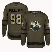 Camiseta Hockey Edmonton Oilers Jesse Puljujarvi 2018 Salute To Service Verde Militar