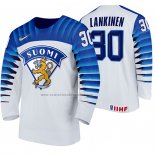 Camiseta Hockey Finlandia Kevin Lankinen Primera 2020 IIHF World Championship Blanco