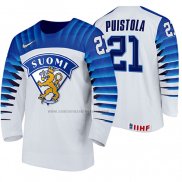 Camiseta Hockey Finlandia Patrik Puistola Primera 2020 IIHF World Junior Championship Blanco