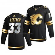 Camiseta Hockey Golden Edition Calgary Flames David Rittich Limited Autentico 2020-21 Negro
