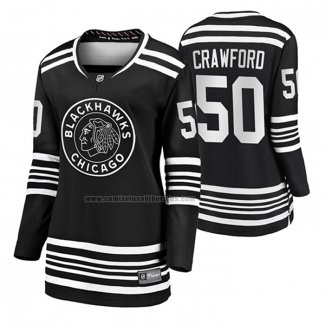 Camiseta Hockey Mujer Chicago Blackhawks Corey Crawford Premier Alterno Negro