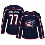 Camiseta Hockey Mujer Columbus Blue Jackets Josh Anderson Autentico Jugador Azul