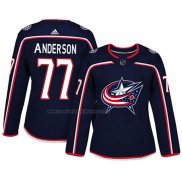 Camiseta Hockey Mujer Columbus Blue Jackets Josh Anderson Autentico Jugador Azul
