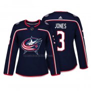 Camiseta Hockey Mujer Columbus Blue Jackets Seth Jones Autentico Jugador Azul