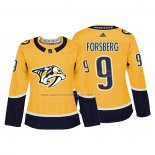 Camiseta Hockey Mujer Nashville Predators Filip Forsberg Autentico Jugador Amarillo