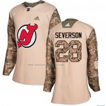 Camiseta Hockey Mujer New Jersey Devils Damon Severson Autentico 2017 Veterans Day Camuflaje